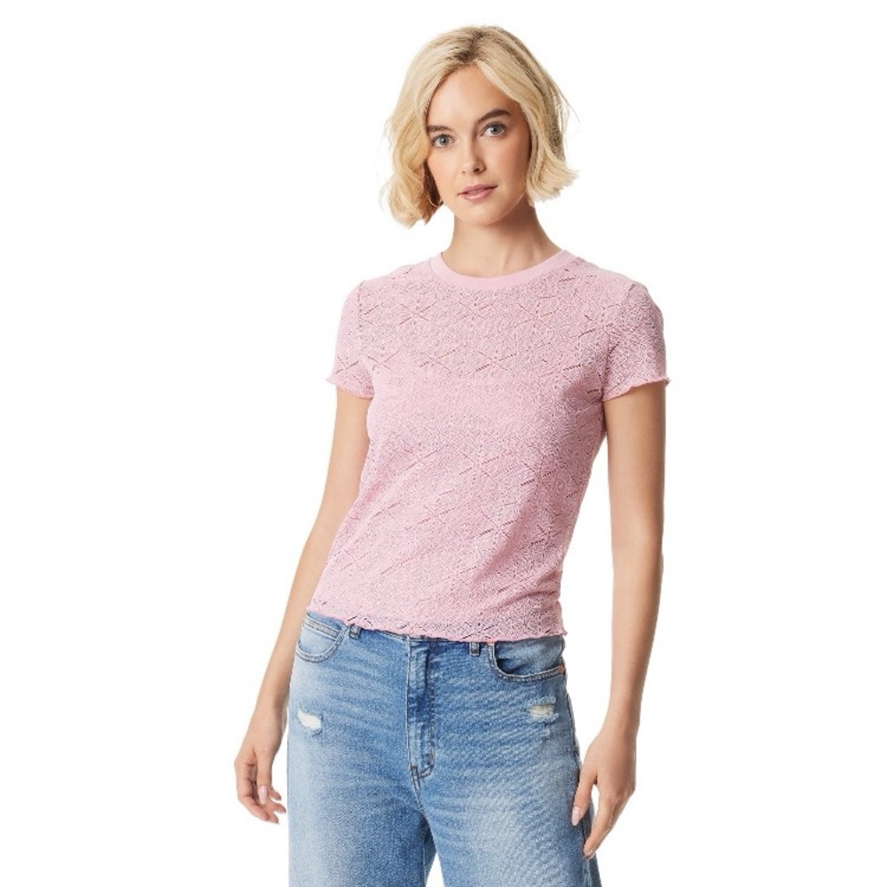 Jessica Simpson Women's Indria Crochet Tee Orchid Smoke